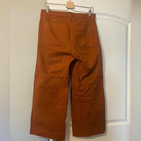 Madewell Emmett wide-legged crop pants in rust brown - Picture 3 of 4